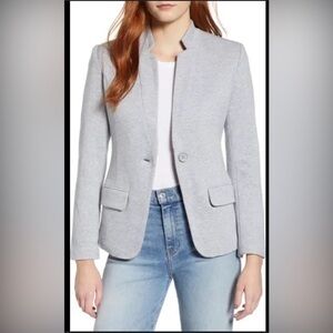 GibsonLook Inverted Notch Collar Cotton Blend Knit Blazer Women Size Medium Gray